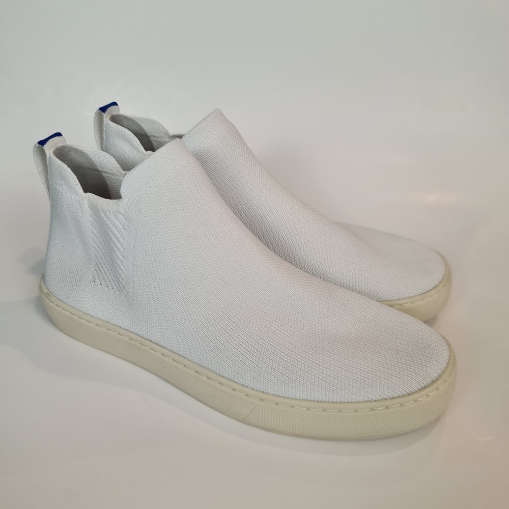 Rothy's The Chelsea Bright White Slip On Sneaker Boots Womens 10 High Top Knit